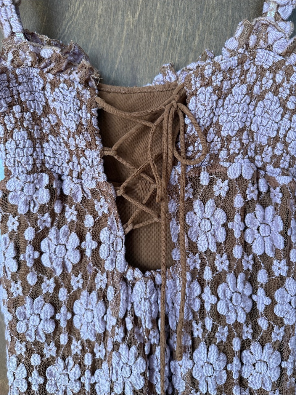 Free People Lucinda Lace Pink and Ginger Back Lace-Up Midi Dress NWT Sz M - Picture 8 of 12